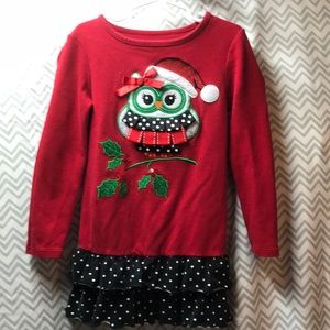 *5 for $15* Girls Christmas Red Tunic top with Owl
